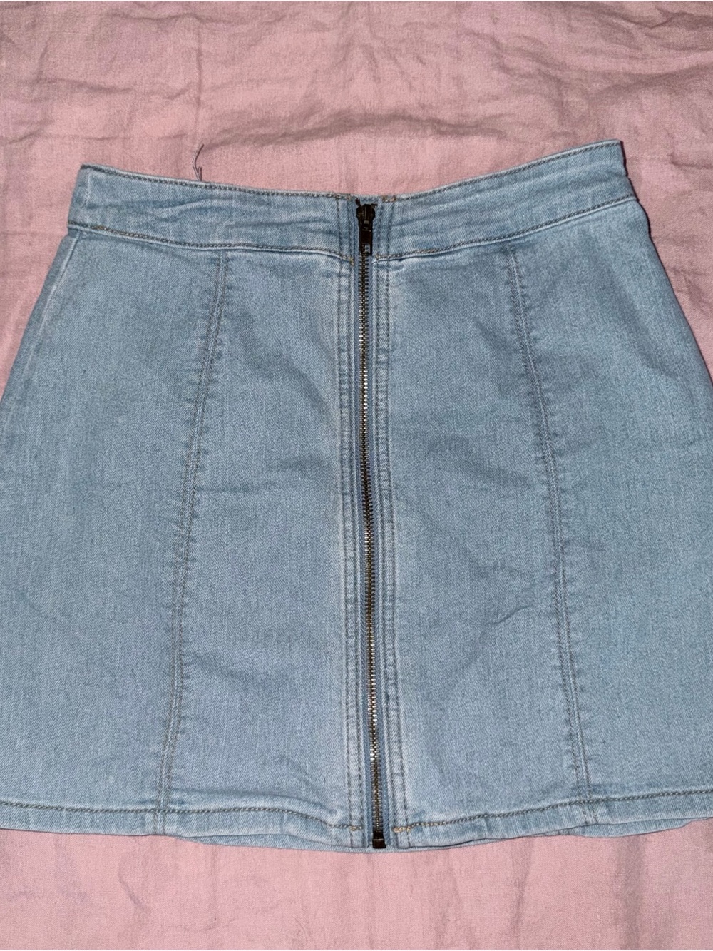 Forever 21 Light Blue Denim Zip-Front Mini Skirt